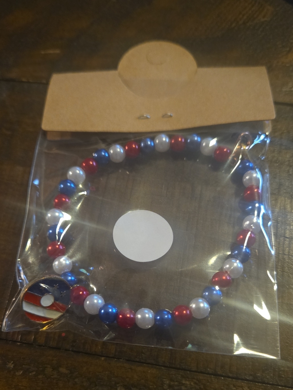 Patriotic Red, White & Blue Beaded Bracelet